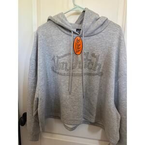 Von Dutch Womens XL Cropped Rhinestone Hoodie NWT